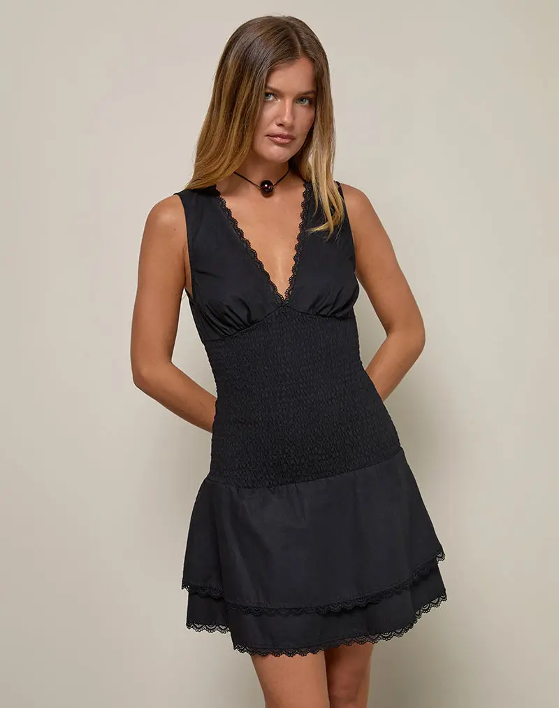 Hevosia Ruched Mini Dress In Black 1