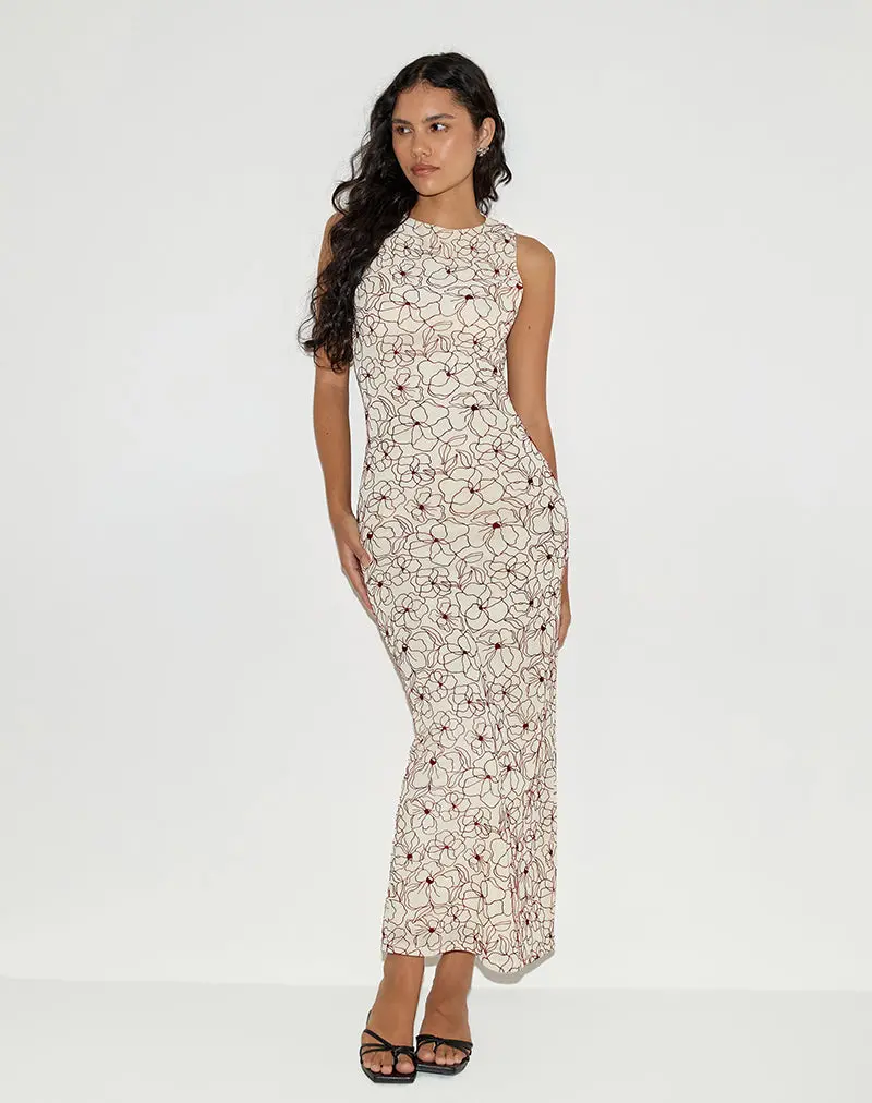 Hoover Maxi Dress In Line Flower Cream 1