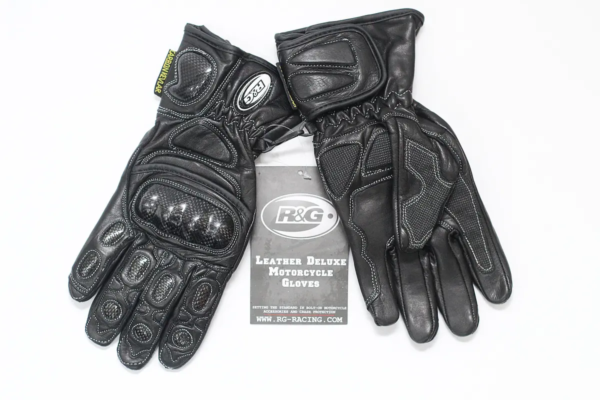 R&G Leather Deluxe Motorcycle Gloves (Black) 1