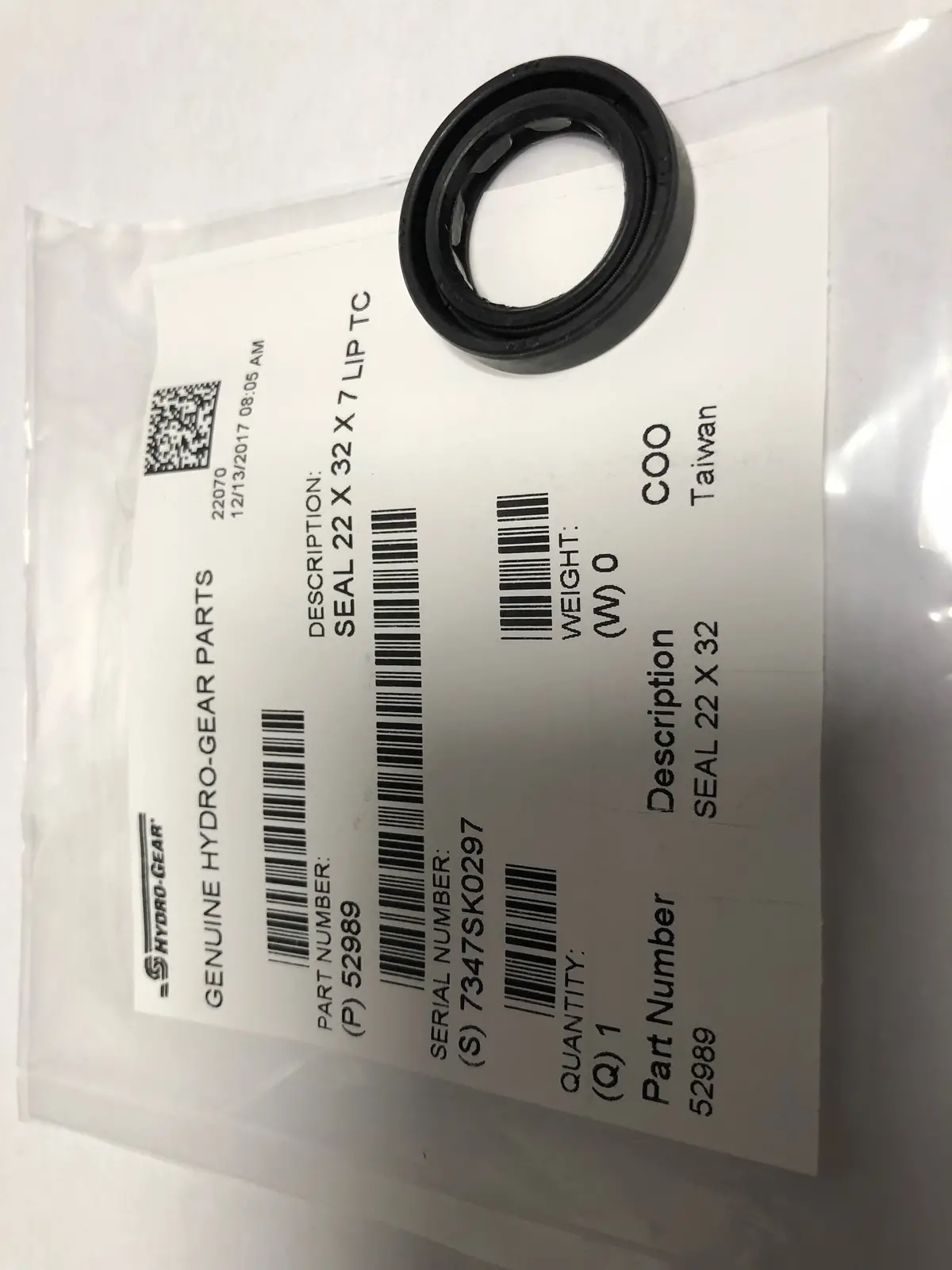 52989  Seal, Lip 22 X 32 X 7 Tc Hydrogear - Now Use 55526 1