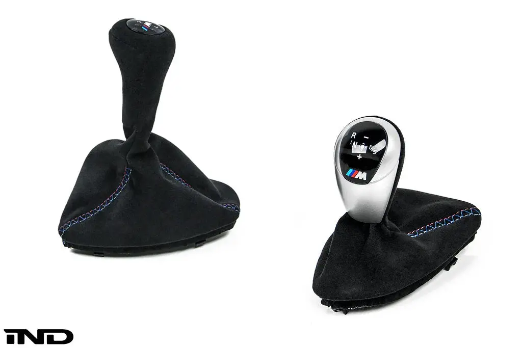 Ind E9x M3 Tri-Color Stitched Alcantara Shift Boot Set 1