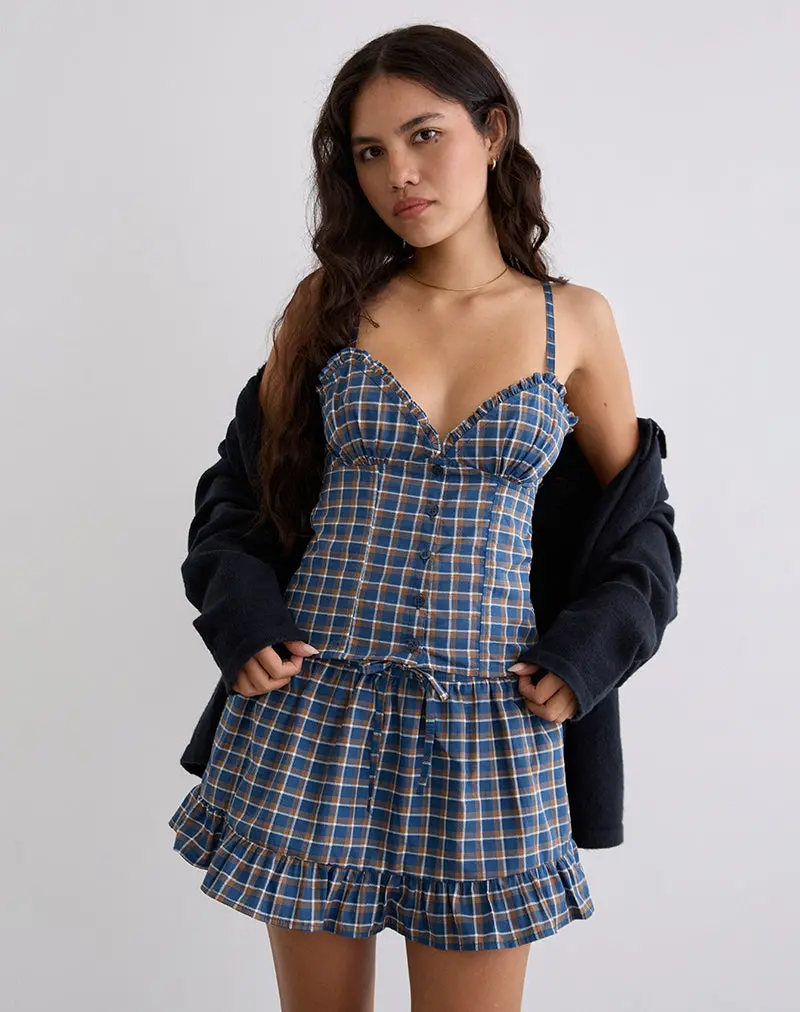 Isamu Top In Medium Tartan Blue 1