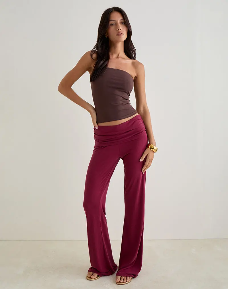 Jacita Low Rise Trousers In Cupro Burgundy 1