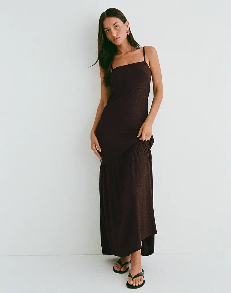 Jenesis Maxi Dress In Crinkle Bitter Chocolate 1
