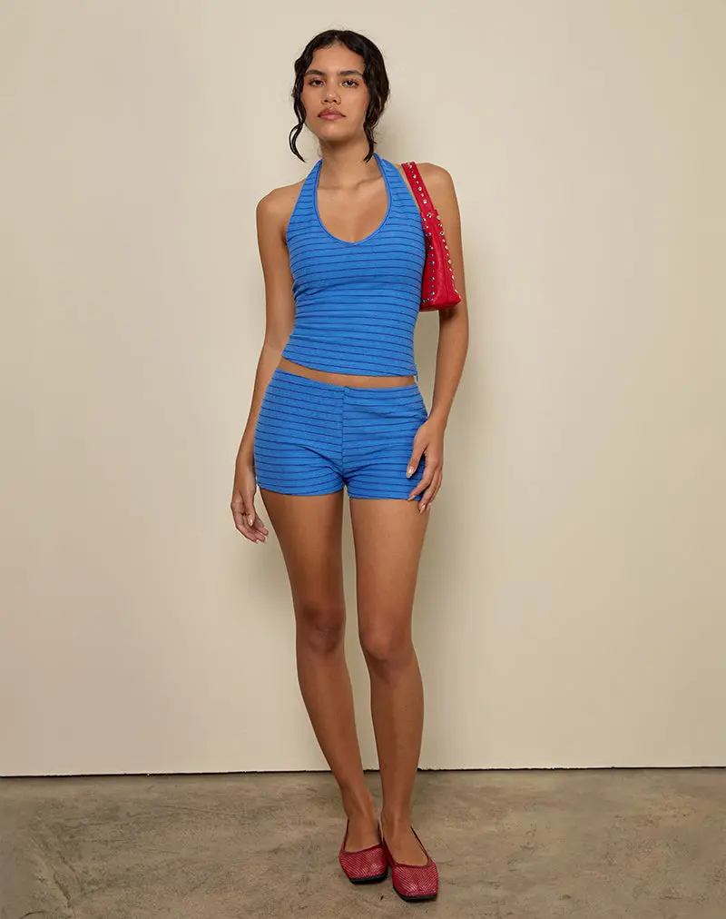 Sera Short In Towelling Blue Stripe 1