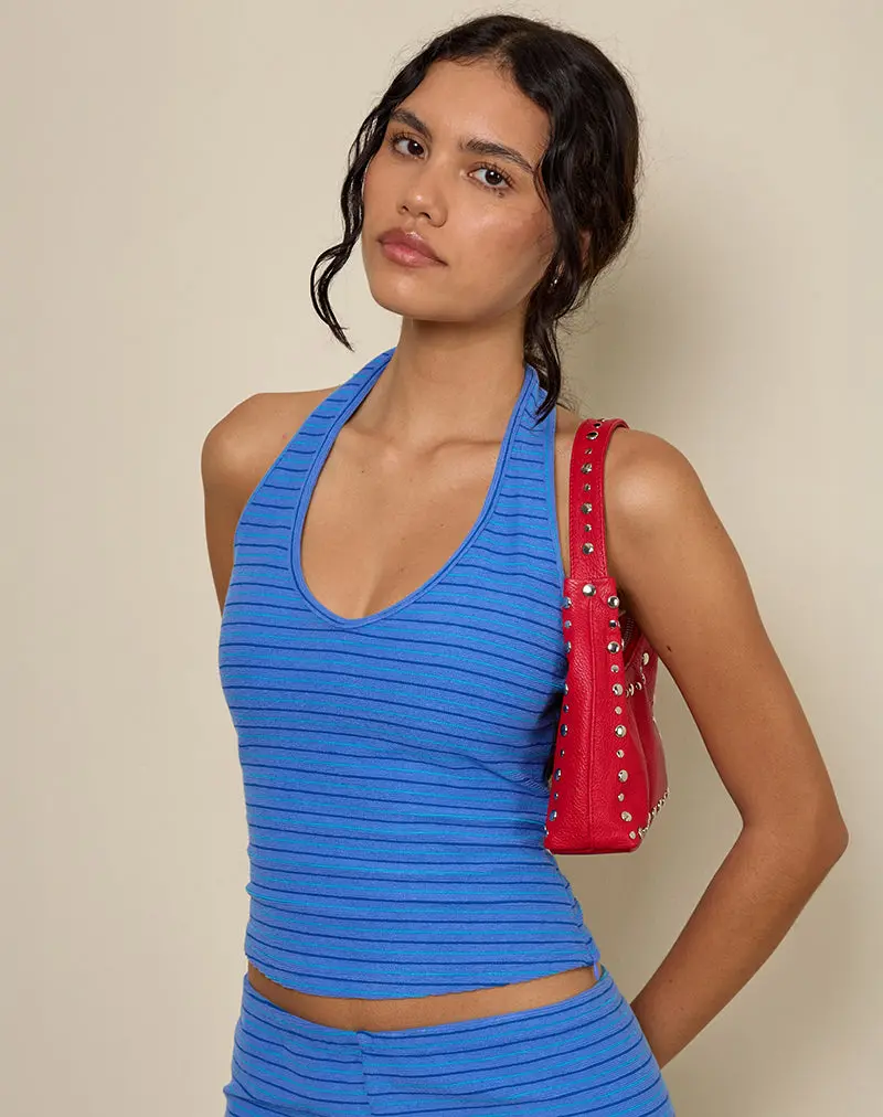 Jules Top In Towelling Blue Stripe 1