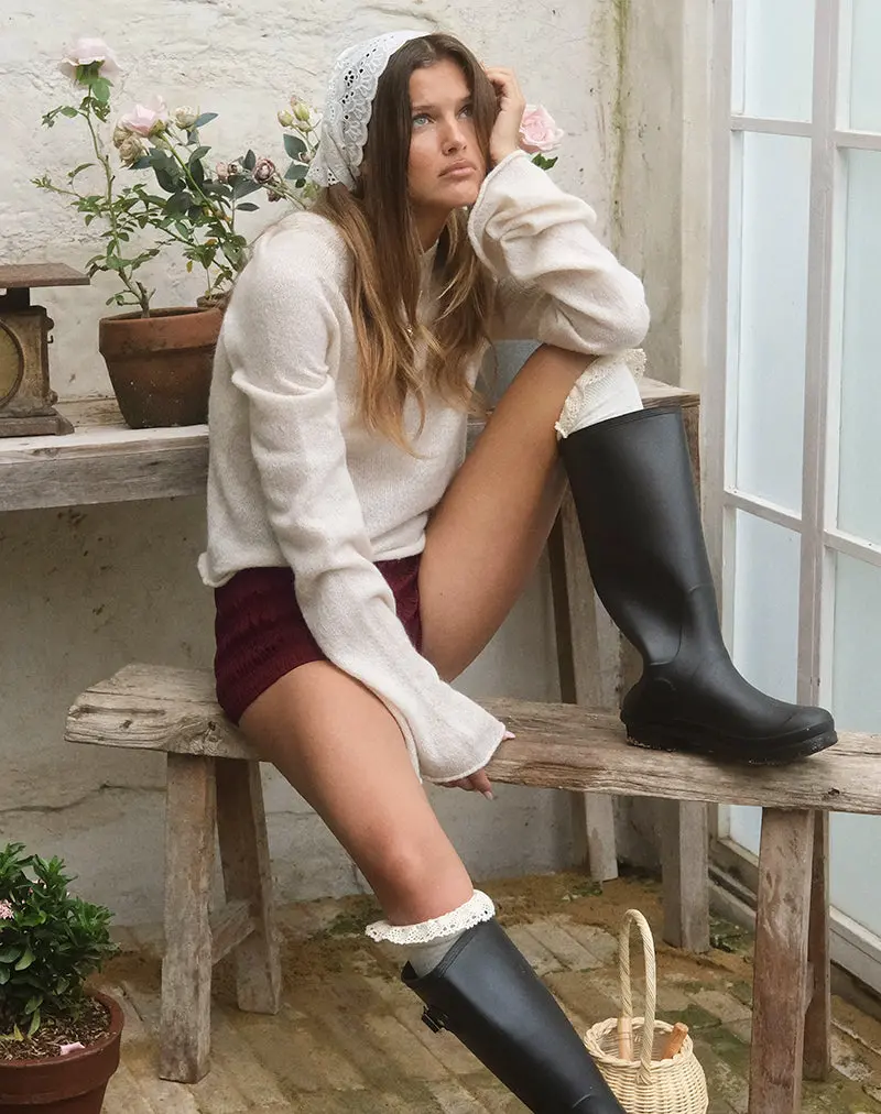 Kaleo Roll Edge Jumper In Knit Ecru 1