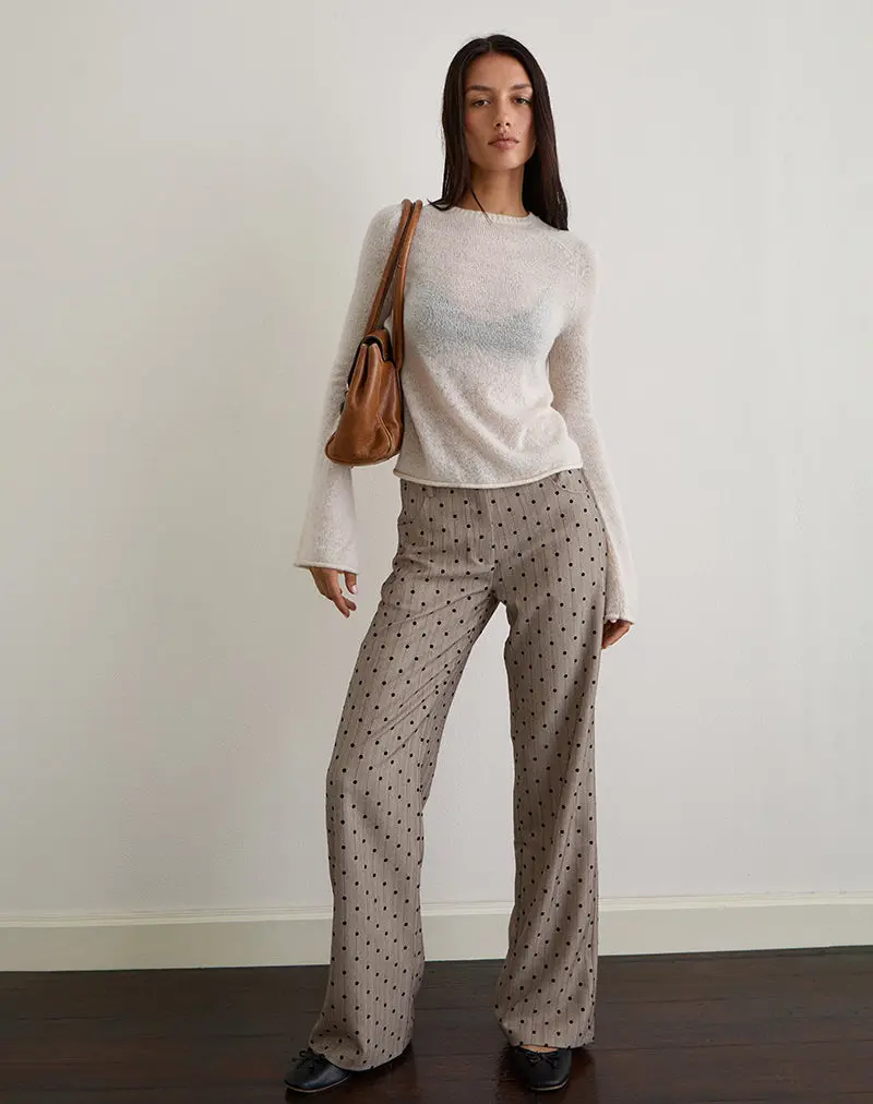 Tatina Trouser In Beige With Polka Pinstripe 1