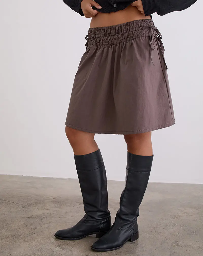 Khimar Gathered Midi Skirt In Peppercorn 1