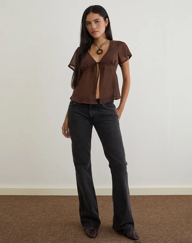 Kota Chiffon Blouse Top In Brown 1
