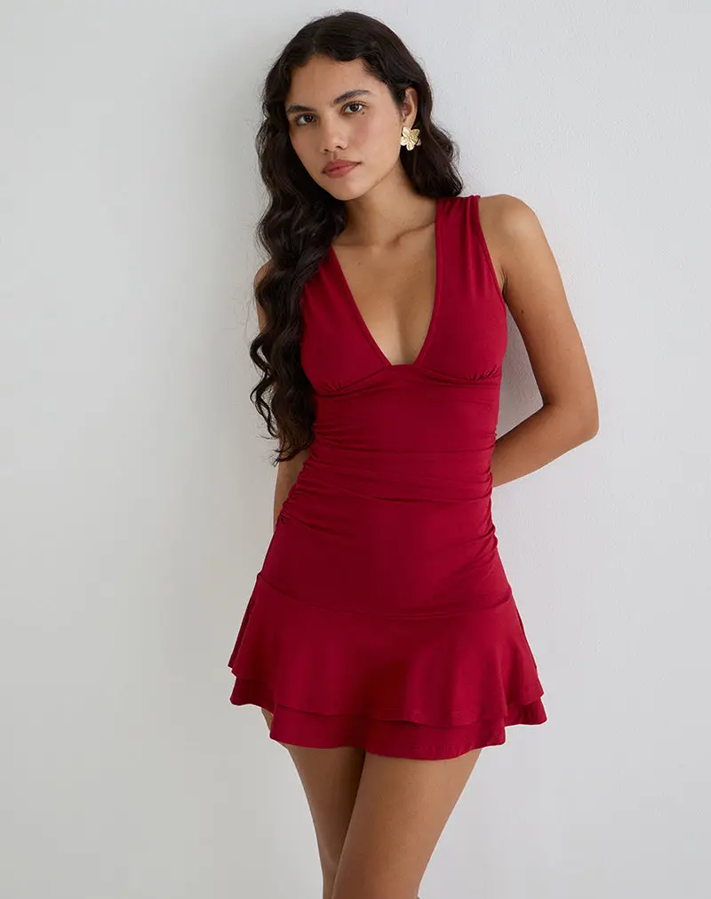 Lanai Mini Dress In Rayon Jersey Adrenaline Red 1