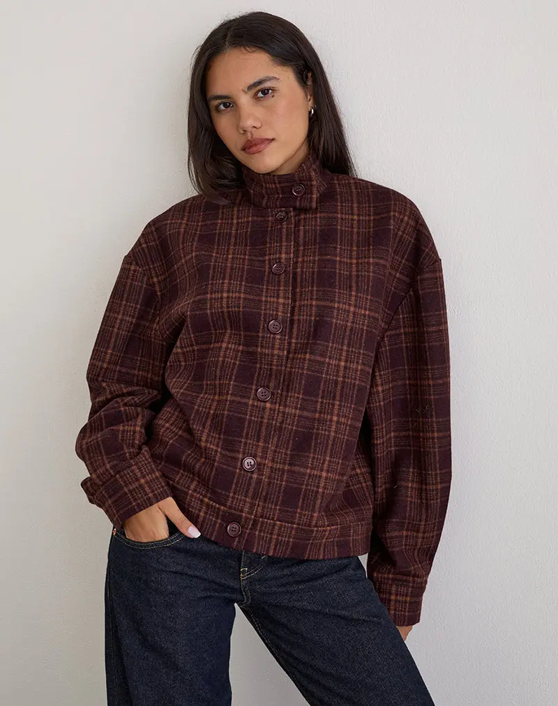 Lastika Jacket In Check Dark Burgundy 1