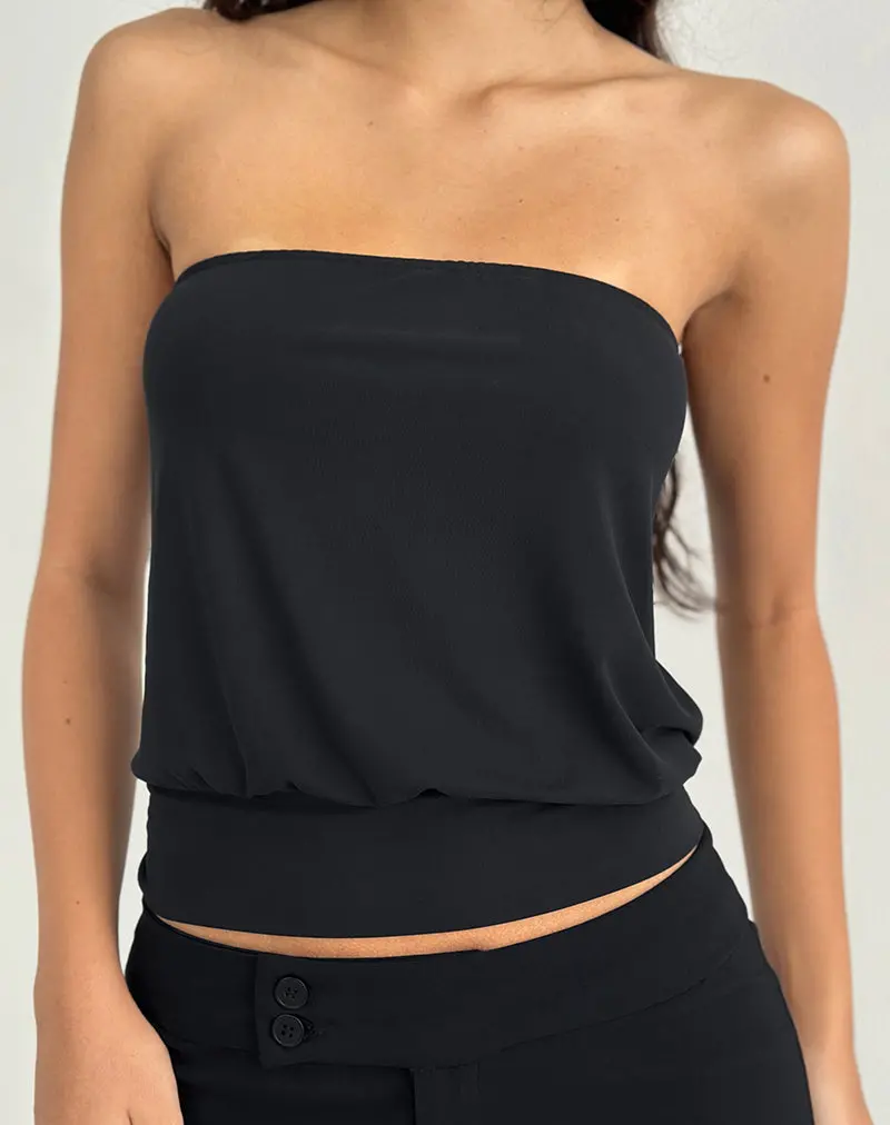 Leocadia Bandeau Top In Cupro Black 1