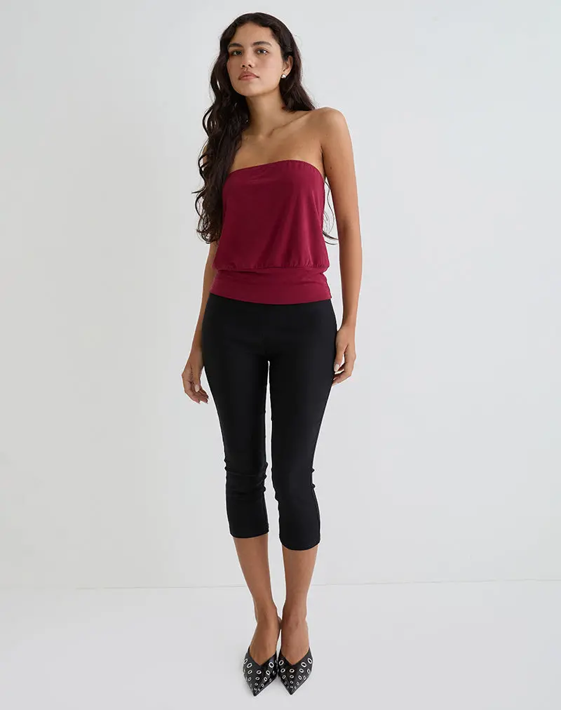 Leocadia Bandeau Top In Cupro Dark Red 1