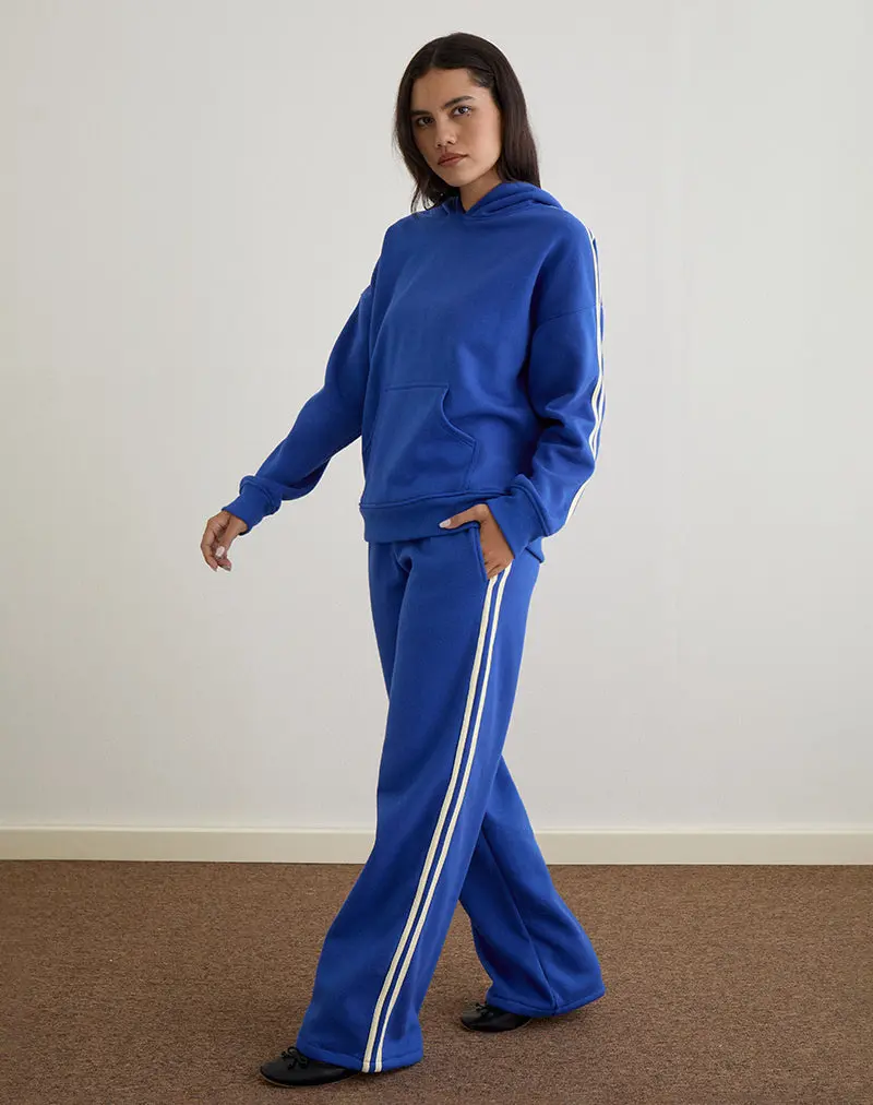 Oze Track Pant In Cobalt Blue With Buttermilk Binding 1