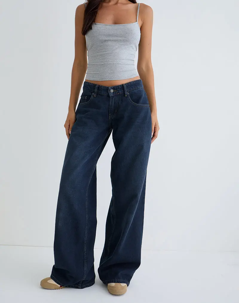 Low Rise Roomy Jeans In Smokey Blue 1