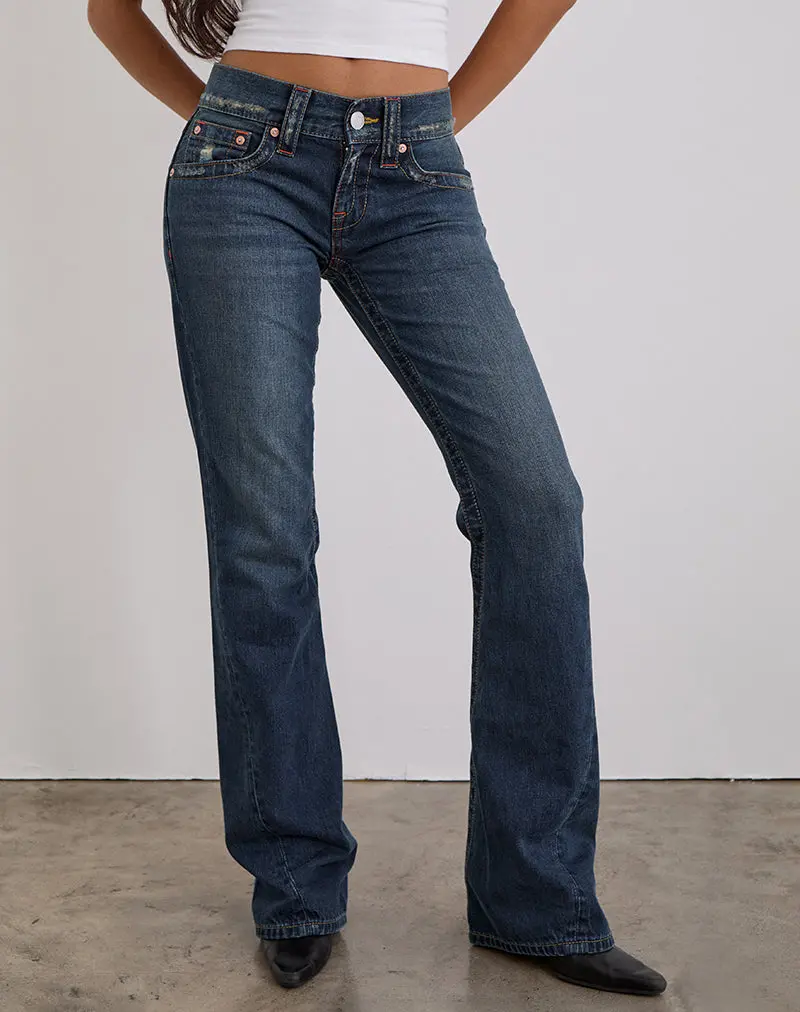 Low Rise Twisted Seam Jeans In Mid Blue Tint 1