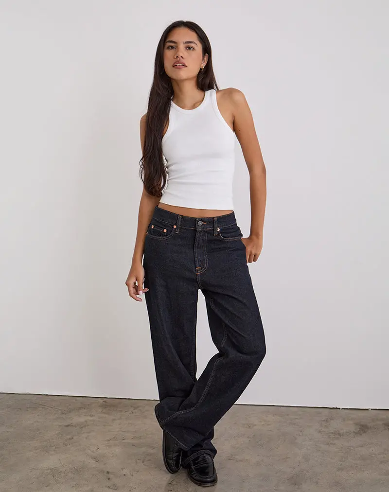 Low Slung Slim Parallel Jeans In Indigo 1