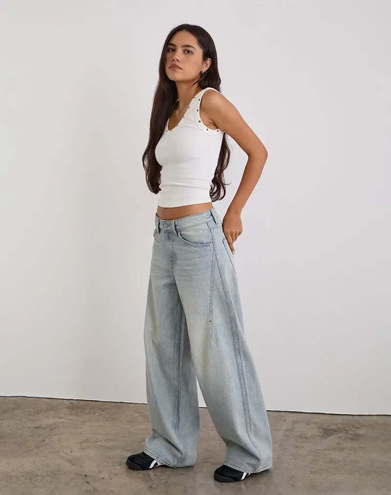 Low Slung Roomy Jeans In Breeze Blue Wash 1