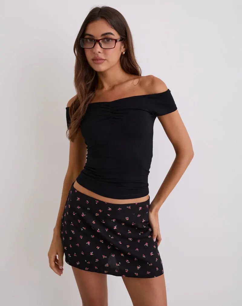 Mayomi Off Shoulder Ruched Top In Black 1