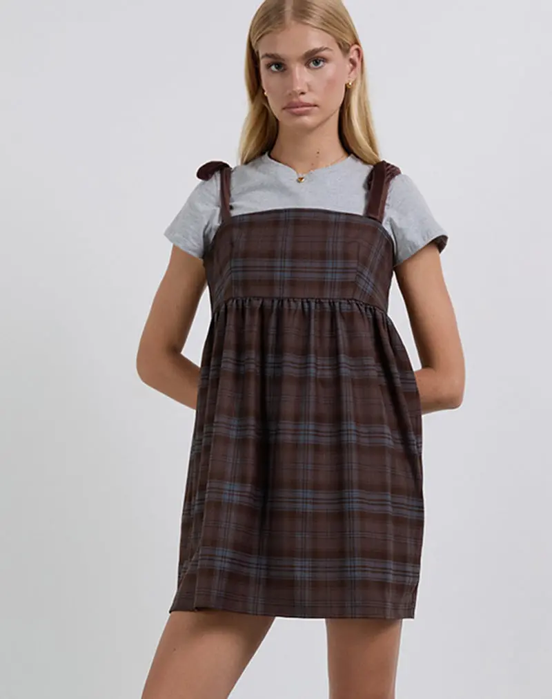 Mikayla Mini Dress In Burgundy And Blue Check 1
