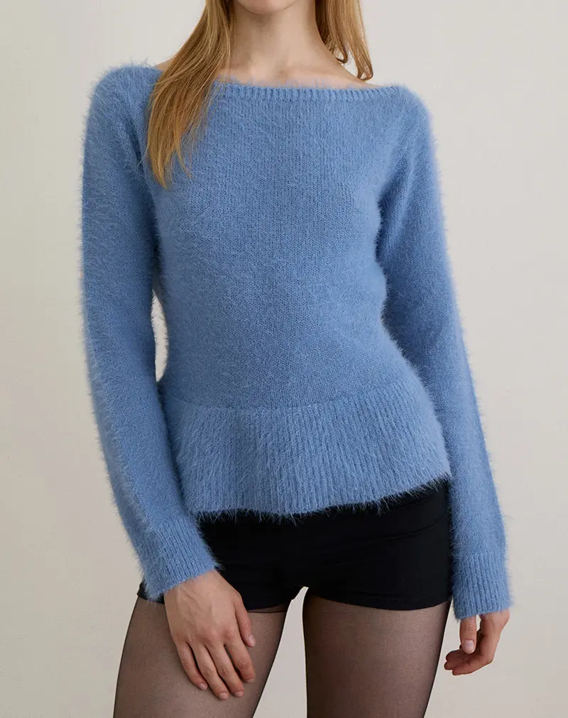 Mizuki Top In Knit Dusty Blue 1
