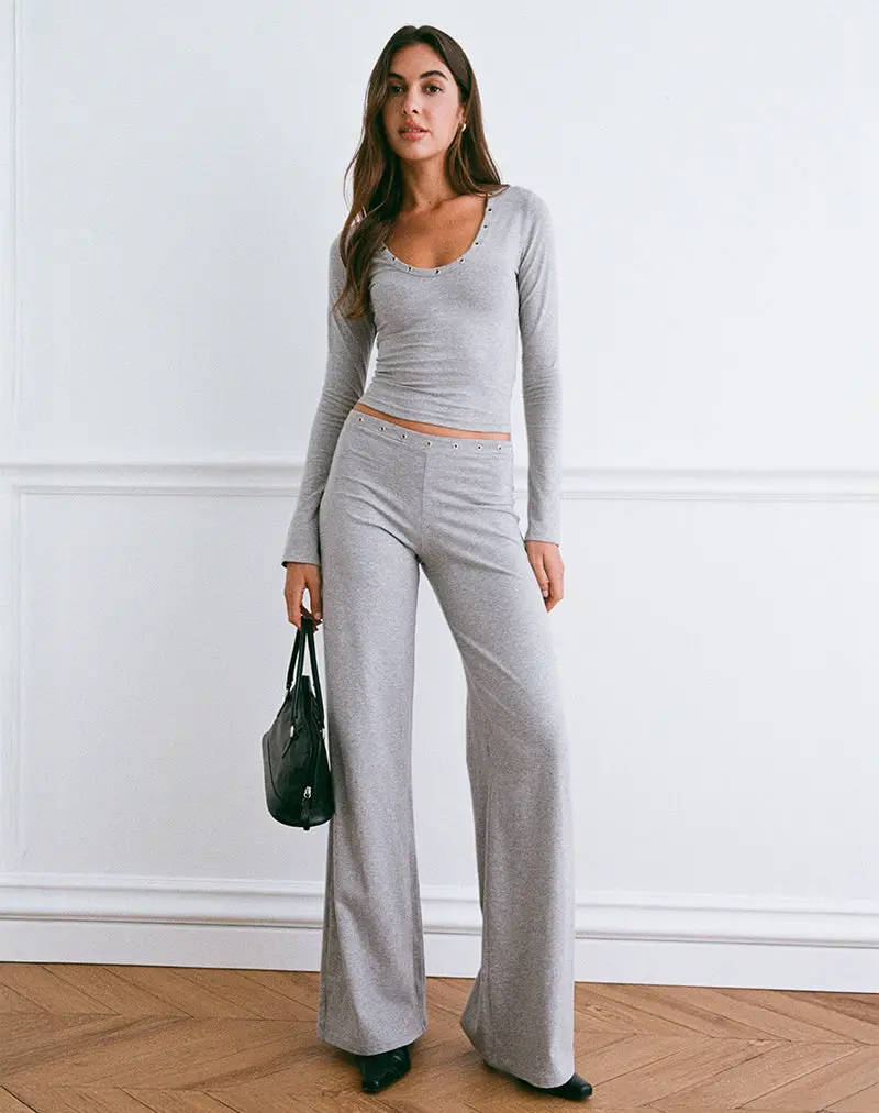 Dorala Low Rise Trousers With Eyelets In Grey Marl 1
