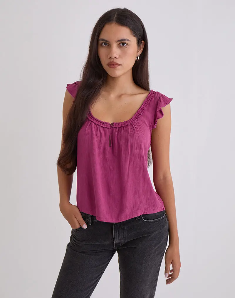 Merisso Scoop Neck Keyhole Top In Rose Burgundy 1