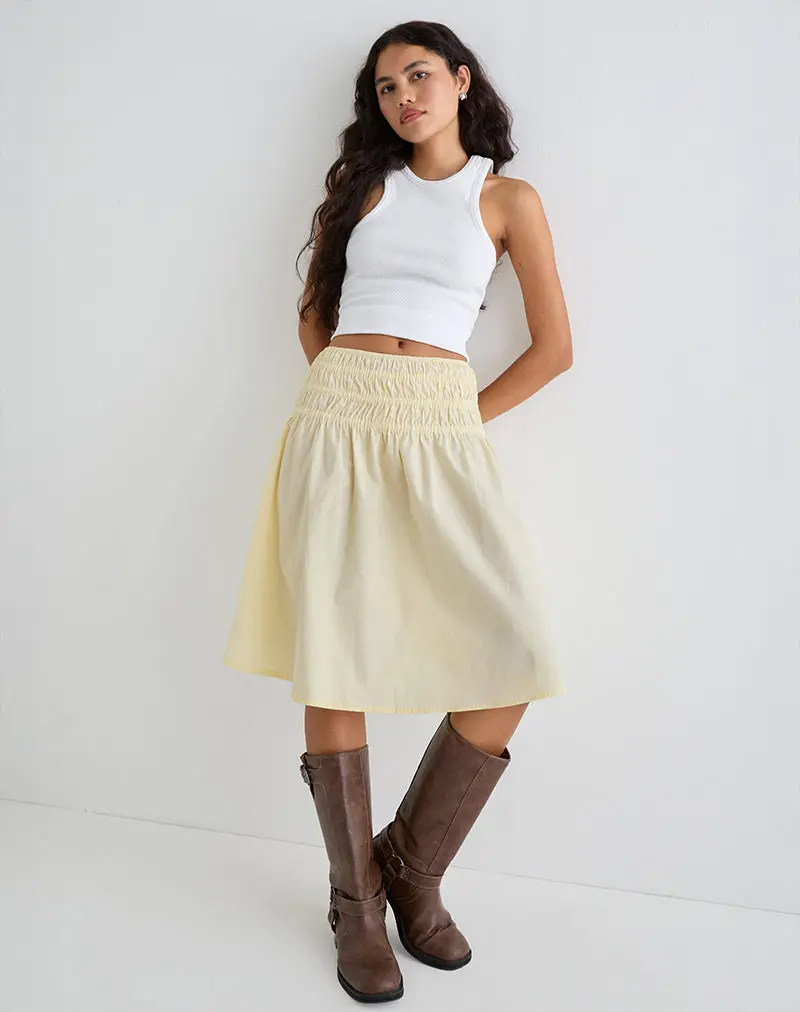 Neleta Midi Skirt In Poplin Lemon 1