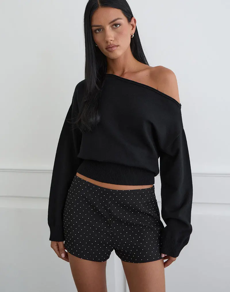 Nivra Short In Diamante Tailoring Black 1