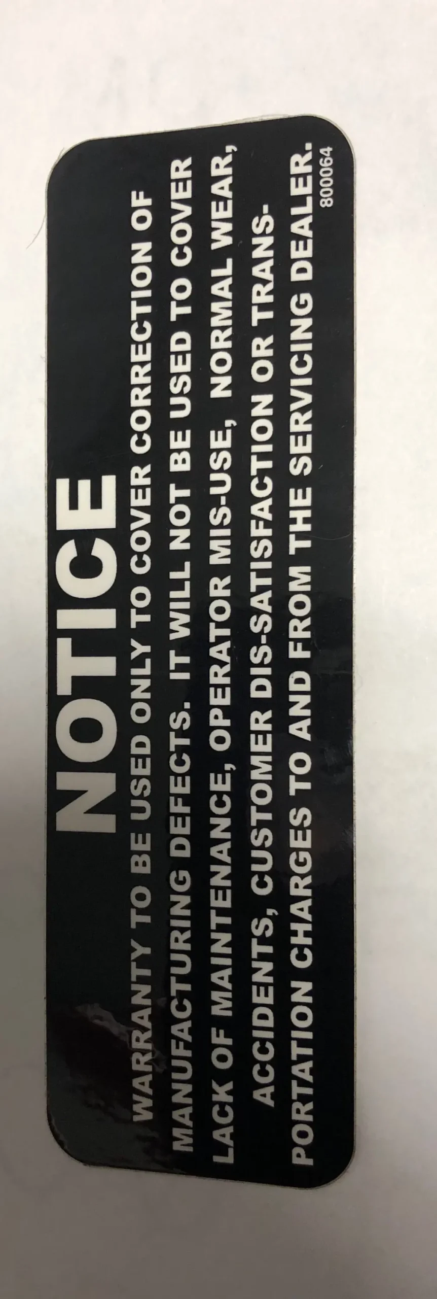 800064 Decal Notice Dixie Chopper Wh3 1