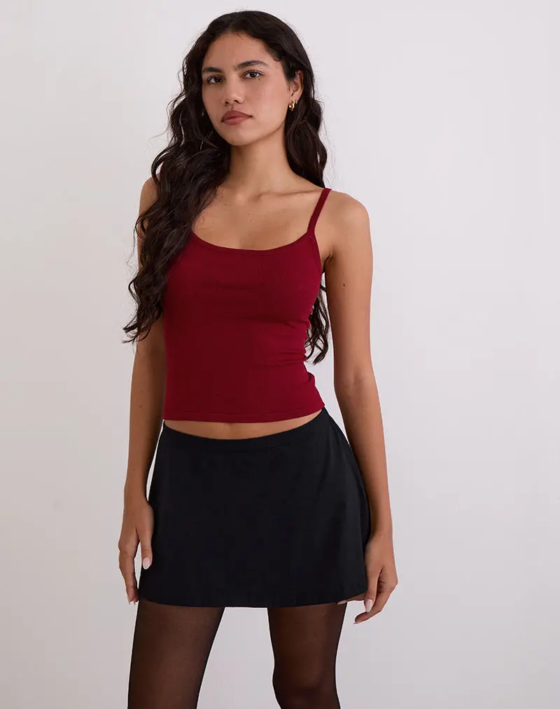 Ziva Knit Cami Vest Top In Burgundy 1