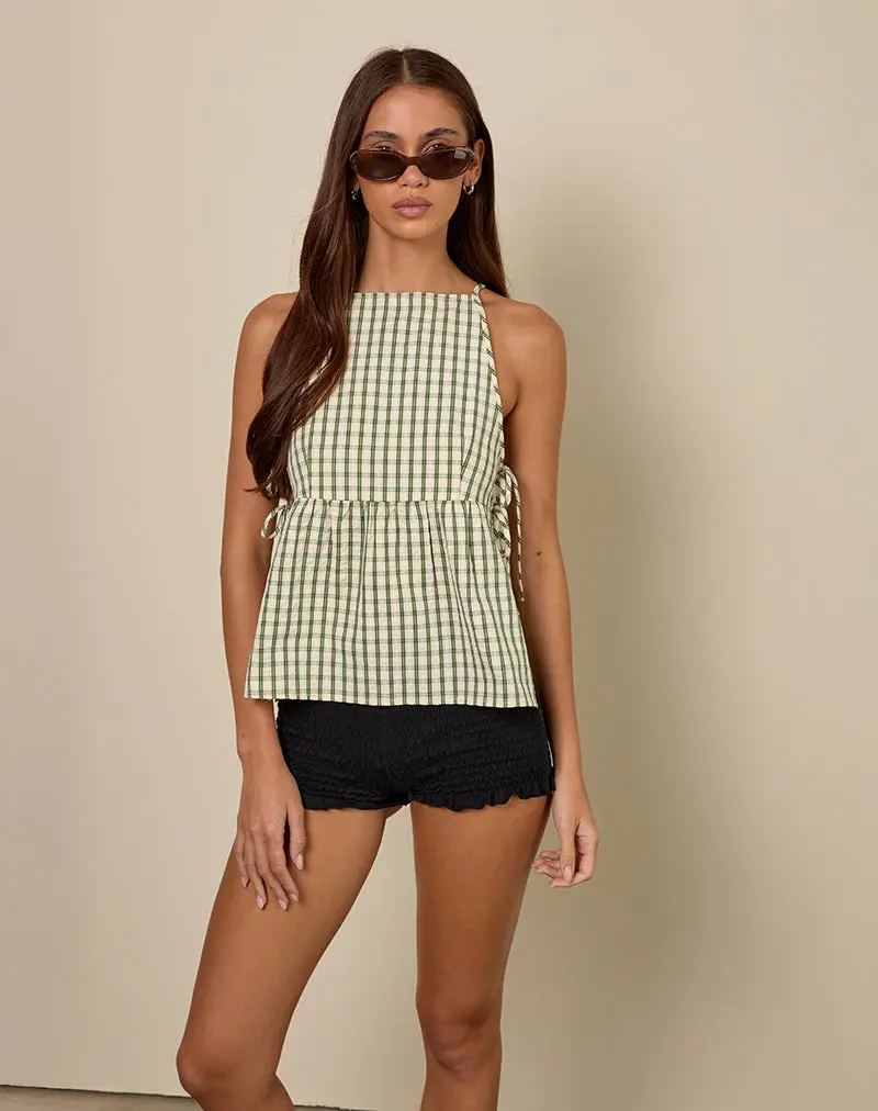 Palsi Tie Side Top In Green Check 1