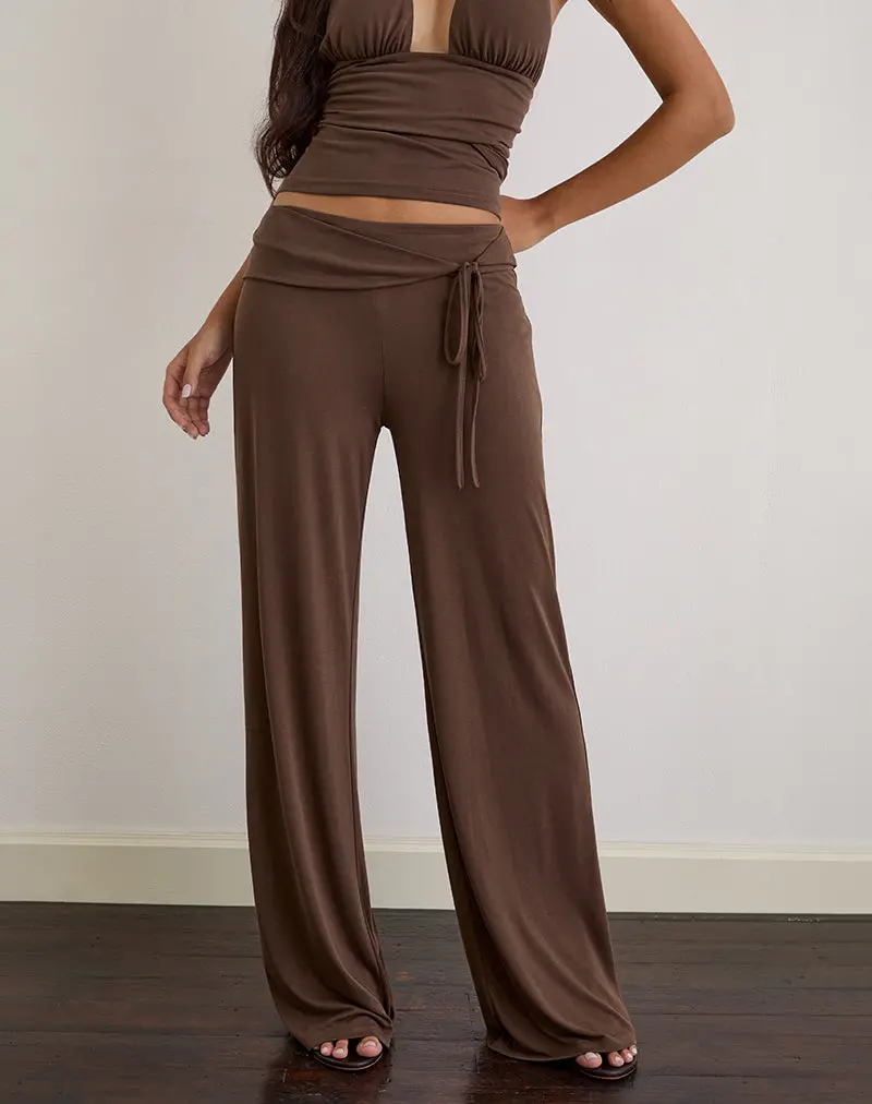 Donata Trouser In Cupro Dark Brown 1