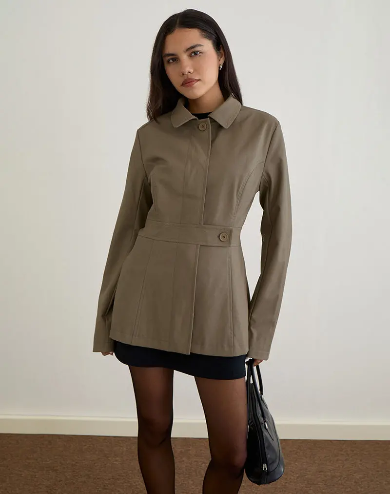 Riku Coat In Pu Mushroom 1