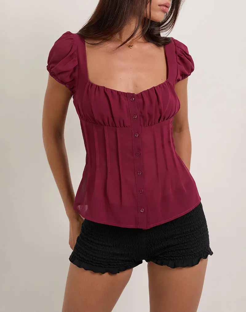 Rolina Blouse In Chiffon Burgundy 1