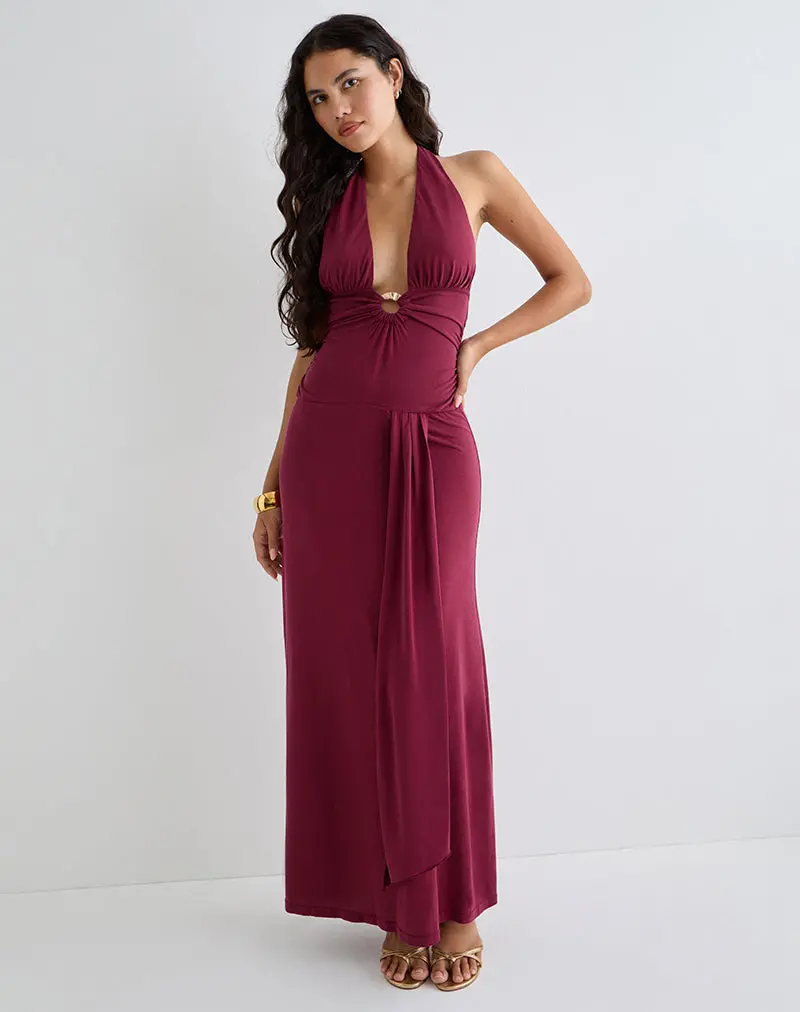 Ryoko Maxi Dress In Cupro Burgundy 1