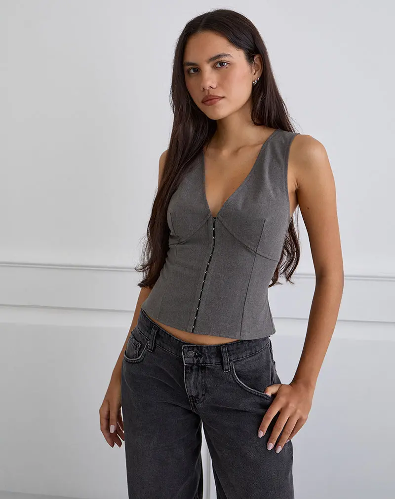 Salpa Plunge Top In Tailoring Charcoal 1