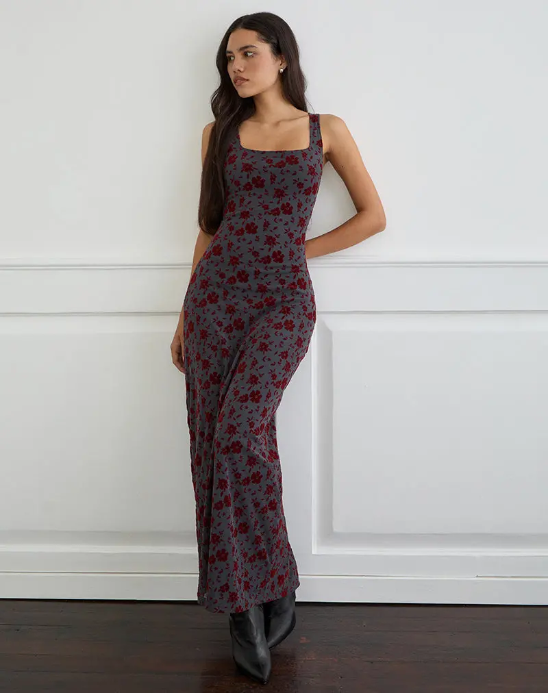 Sayidan Maxi Dress In Garden Floral Blue Grey 1