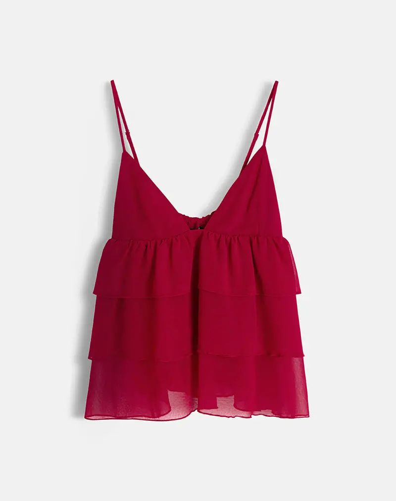 Selvina Frill Cami Top In Red 1