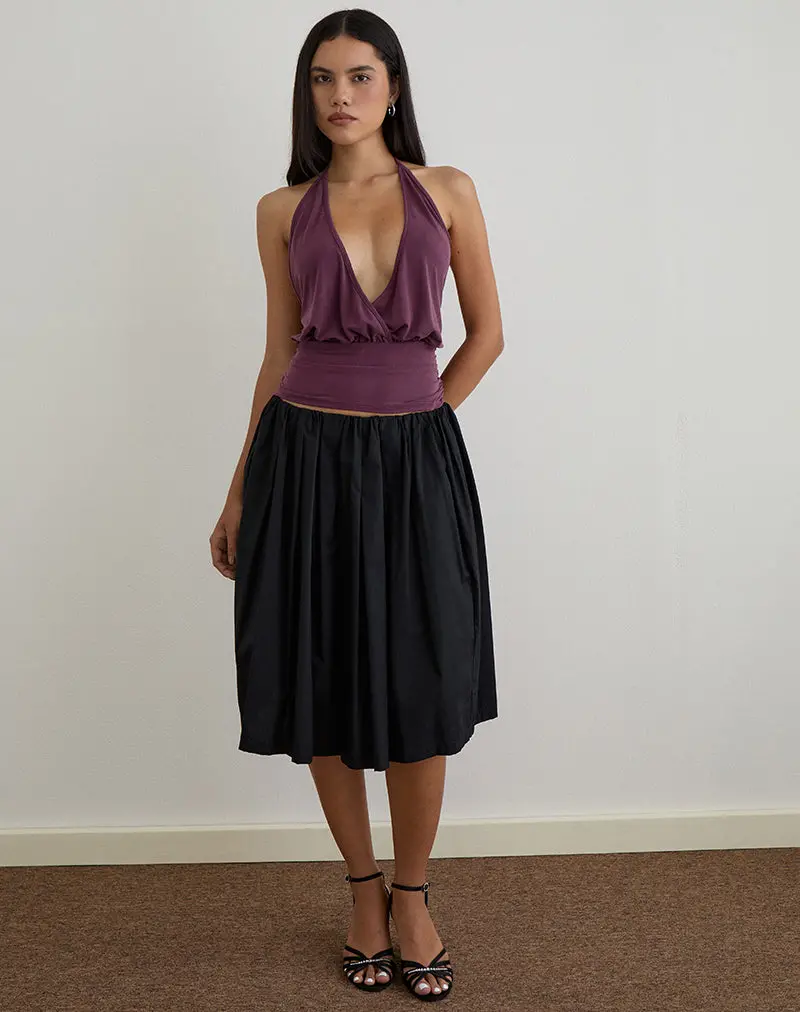 Sherlyn Halter Top In Cupro Deep Purple 1