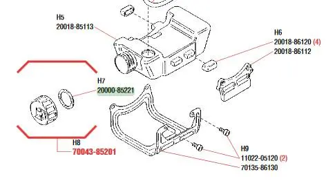 20000-85221  20000-85220 Gasket For Fuel Cap Shindaiwa 1
