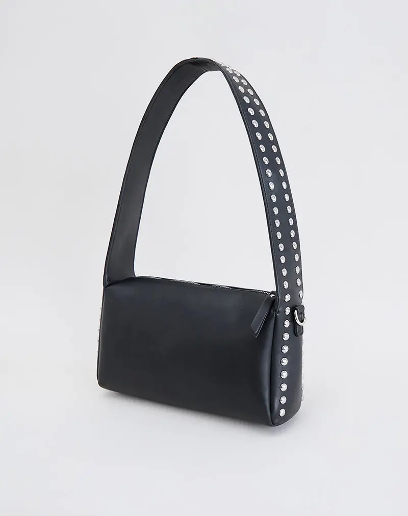 Studded Shoulder Bag In Black 1