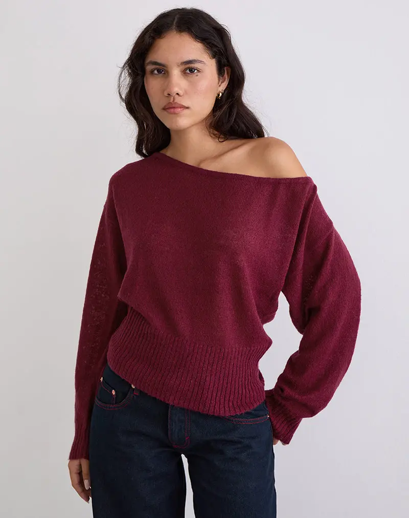 Suena Asymmetric Jumper In Wine 1