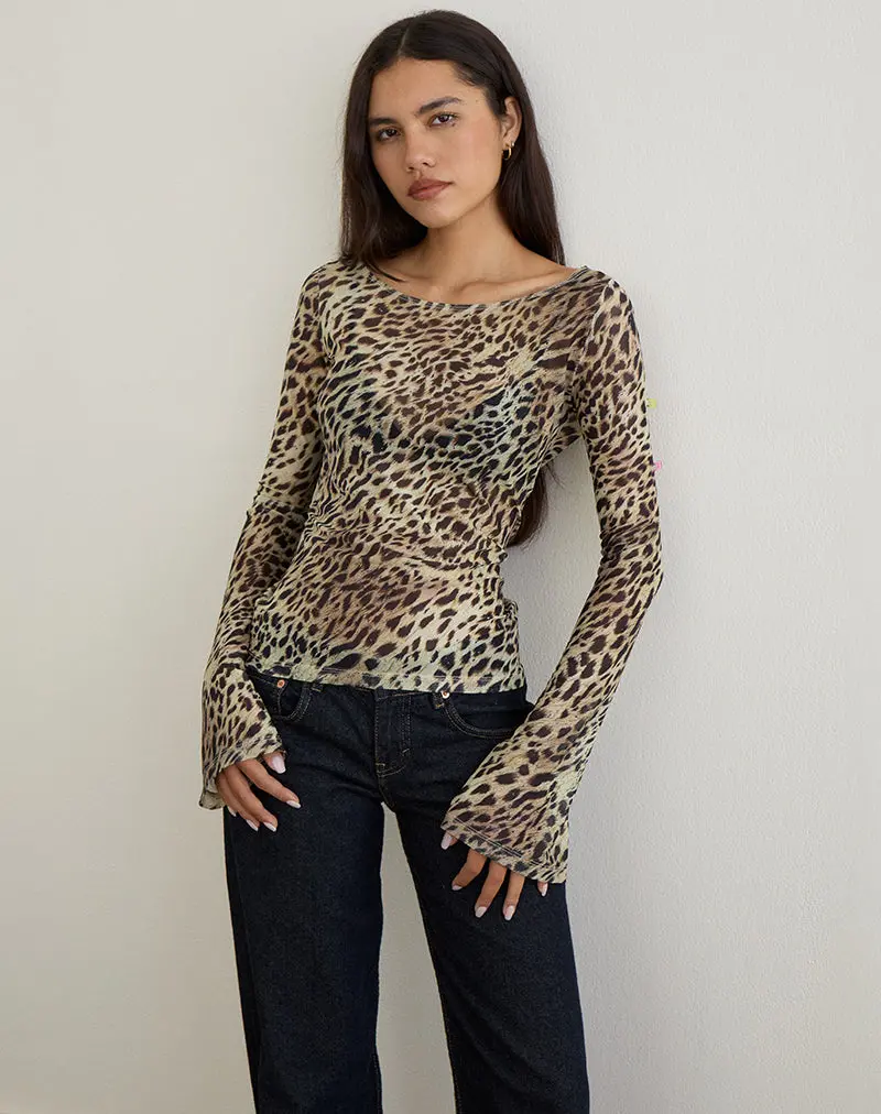 Tineko Long Sleeve Top In Leopard Dance Brown 1