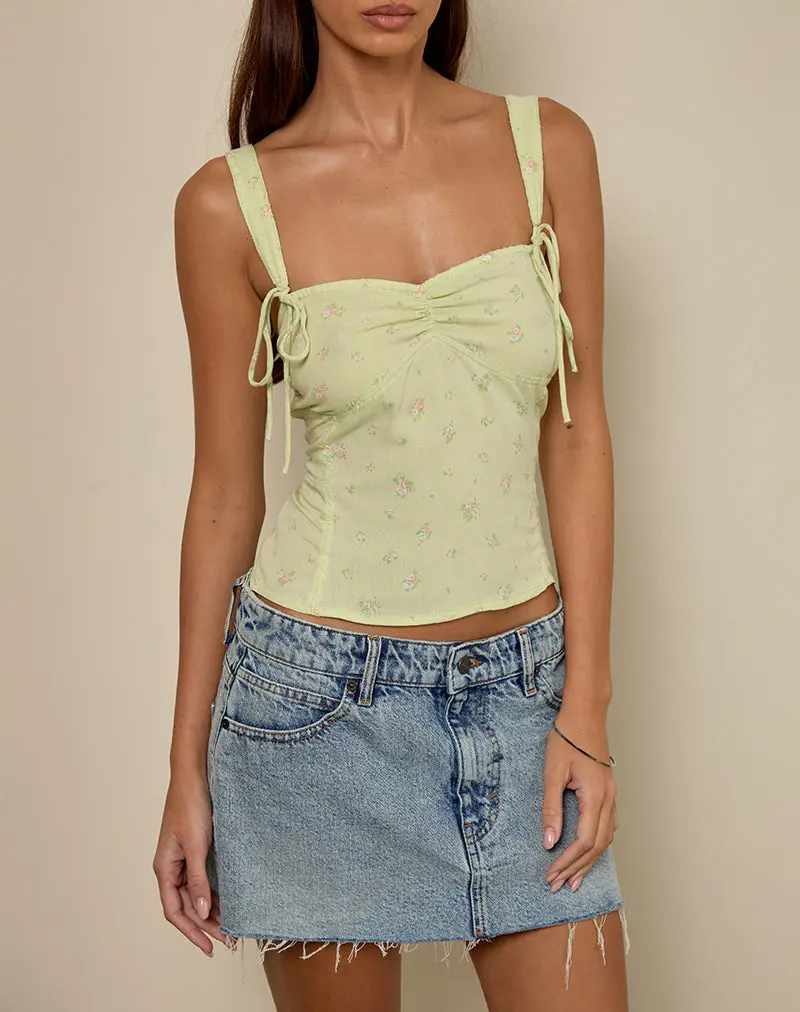 Tismia Top In Fun Ditsy Floral Lime 1