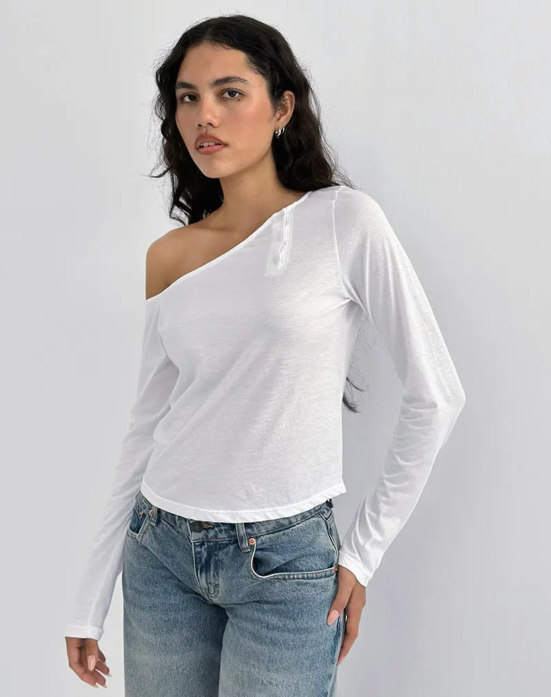 Tole Asymmetric Button Up Top In Tissue Jersey Ivory 1