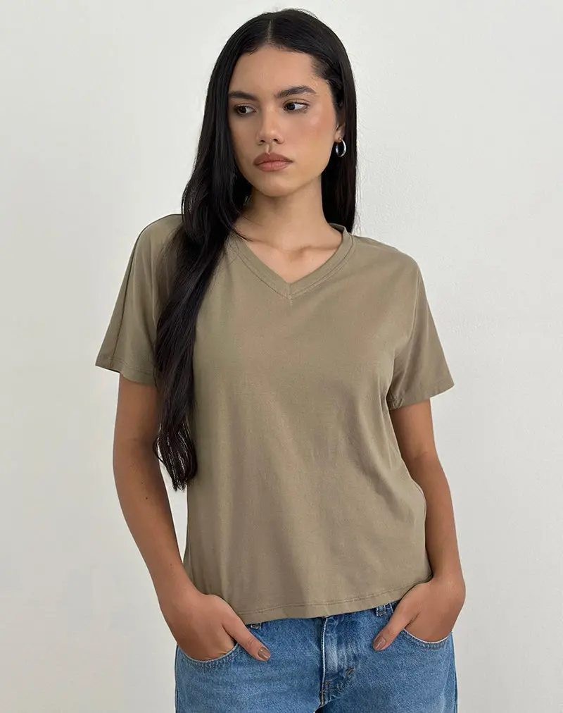 Viman Top In Jersey Khaki 1