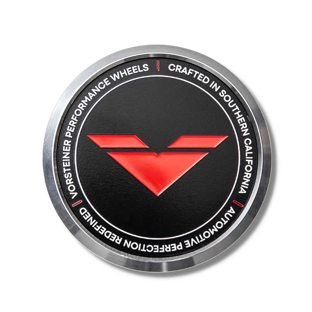 Vorsteiner Aluminum Center Cap - Black With Red Logo 2