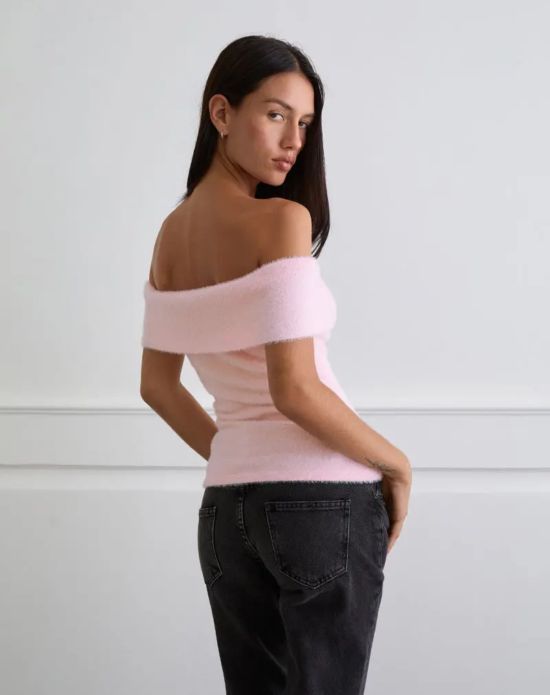 Yurian Off The Shoulder Top In Soft Pink 4